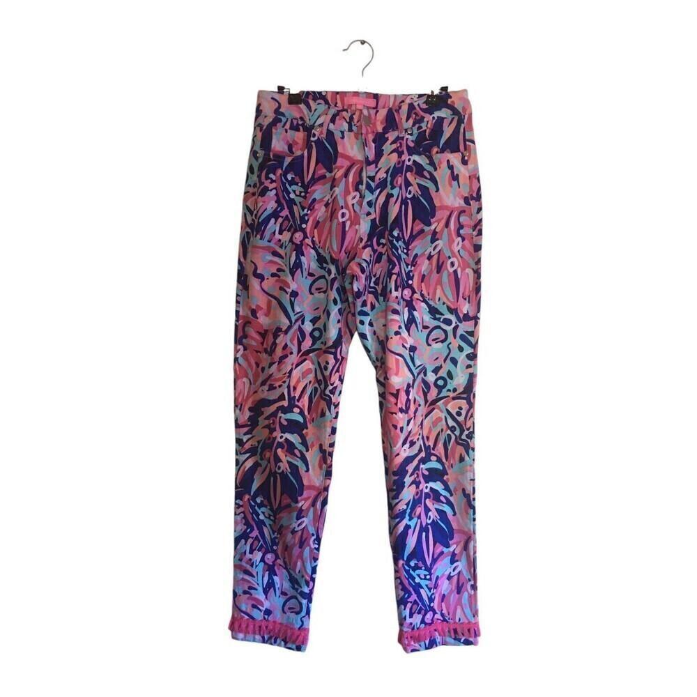 Simply Southern Pants Women's Size Small Pink Blue Floral Abstract
